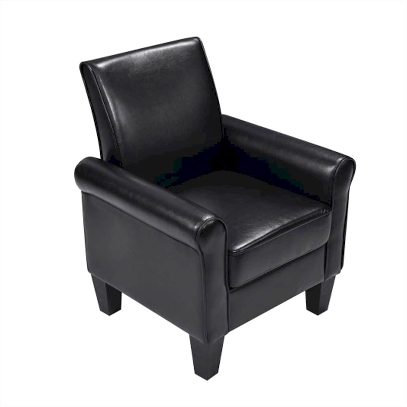Fauteuil d'appoint en similicuir avec pouf, une place – Noir / Gris foncé
