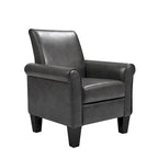 Fauteuil d'appoint en similicuir avec pouf, une place – Noir / Gris foncé