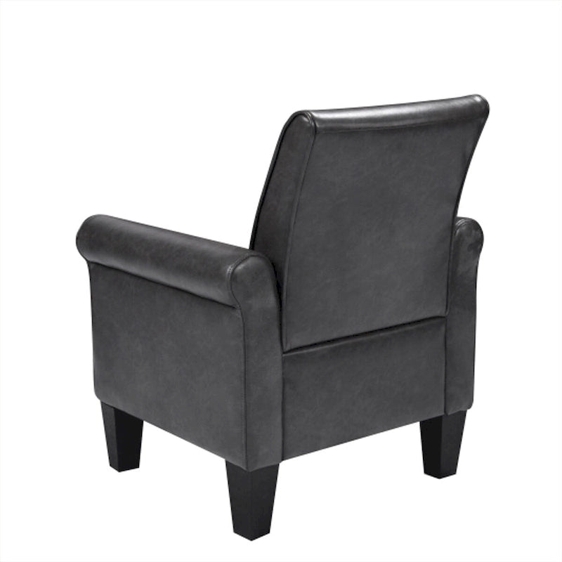 Fauteuil d'appoint en similicuir avec pouf, une place – Noir / Gris foncé