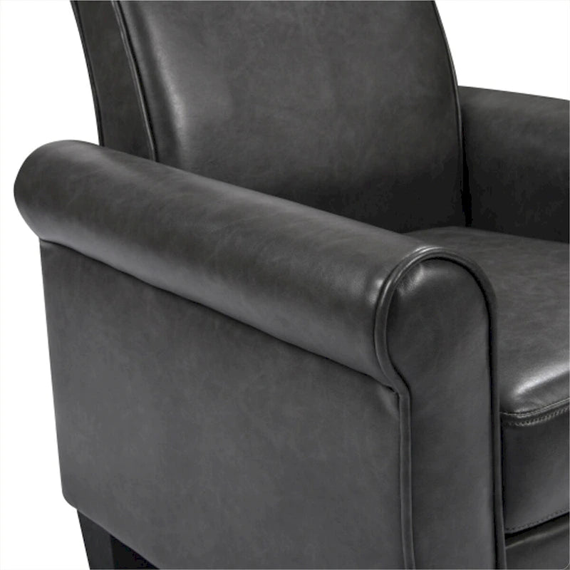 Fauteuil d'appoint en similicuir avec pouf, une place – Noir / Gris foncé