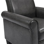 Fauteuil d'appoint en similicuir avec pouf, une place – Noir / Gris foncé