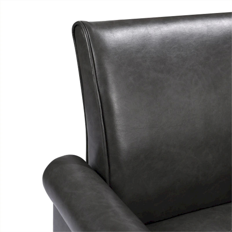Fauteuil d'appoint en similicuir avec pouf, une place – Noir / Gris foncé