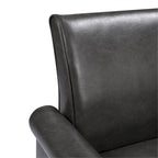 Fauteuil d'appoint en similicuir avec pouf, une place – Noir / Gris foncé
