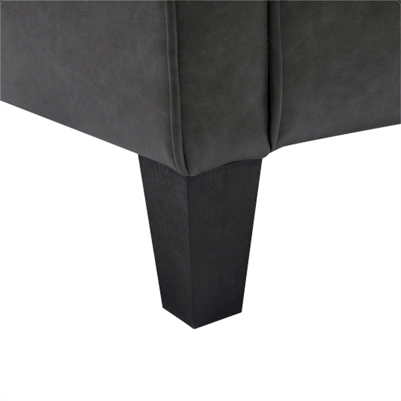 Fauteuil d'appoint en similicuir avec pouf, une place – Noir / Gris foncé