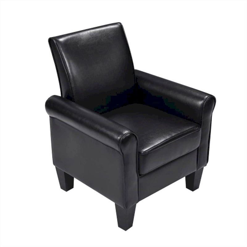 Fauteuil d'appoint en similicuir avec pouf, une place – Noir / Gris foncé