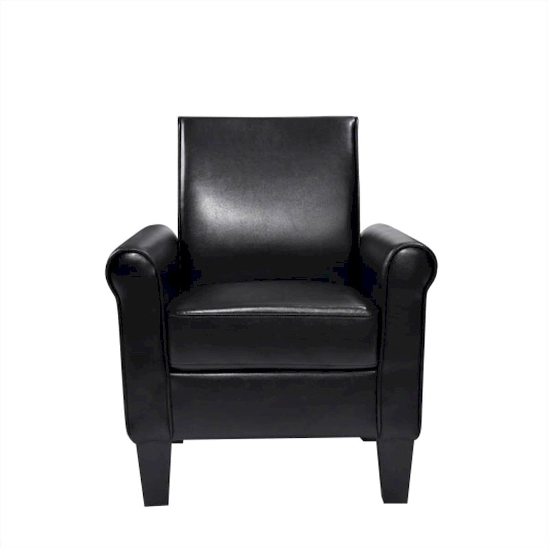 Fauteuil d'appoint en similicuir avec pouf, une place – Noir / Gris foncé