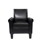 Fauteuil d'appoint en similicuir avec pouf, une place – Noir / Gris foncé