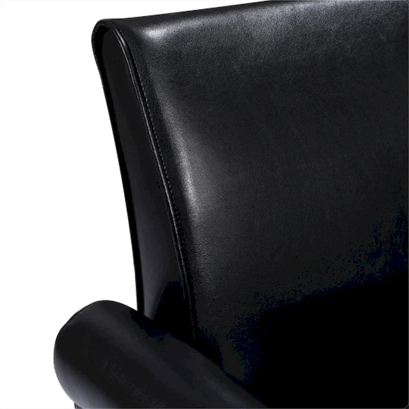 Fauteuil d'appoint en similicuir avec pouf, une place – Noir / Gris foncé