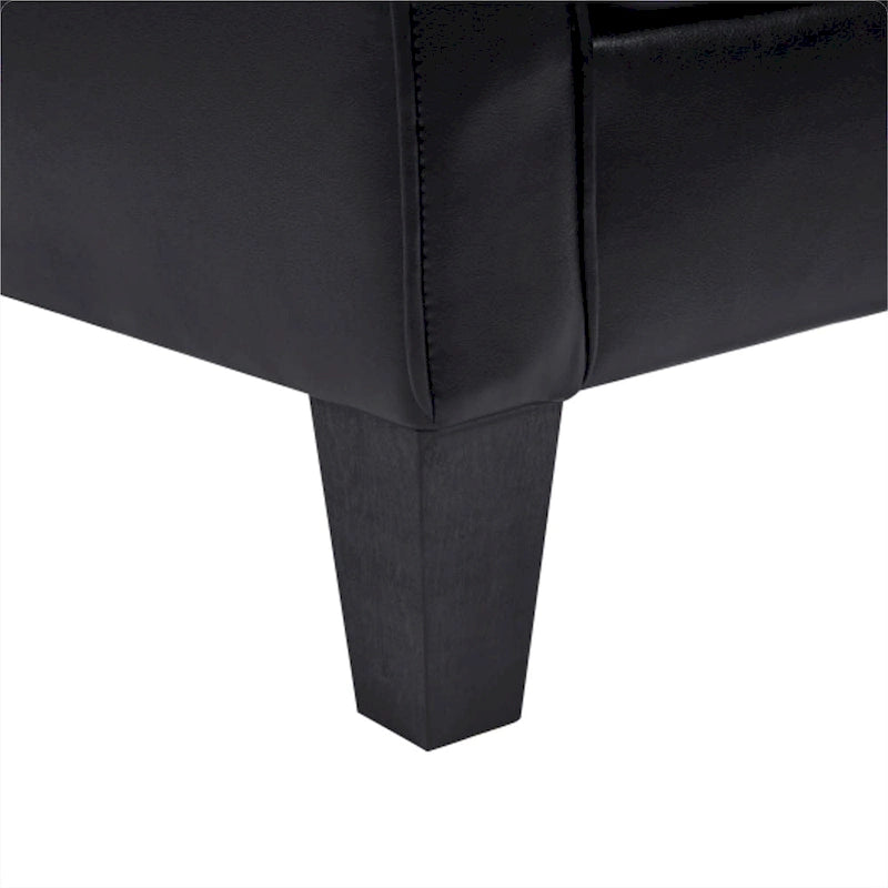 Fauteuil d'appoint en similicuir avec pouf, une place – Noir / Gris foncé