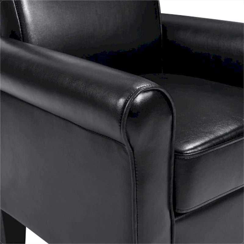 Fauteuil d'appoint en similicuir avec pouf, une place – Noir / Gris foncé