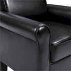 Fauteuil d'appoint en similicuir avec pouf, une place – Noir / Gris foncé