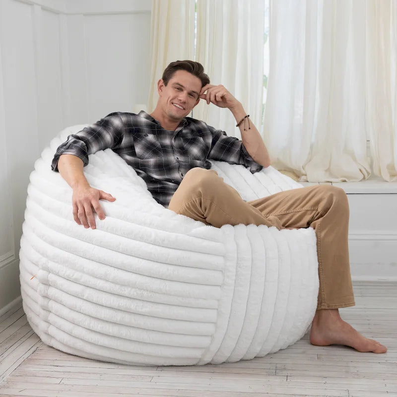 Faux Fur Large Bean Bag Chair with Removable Cover, 1–2 Adults