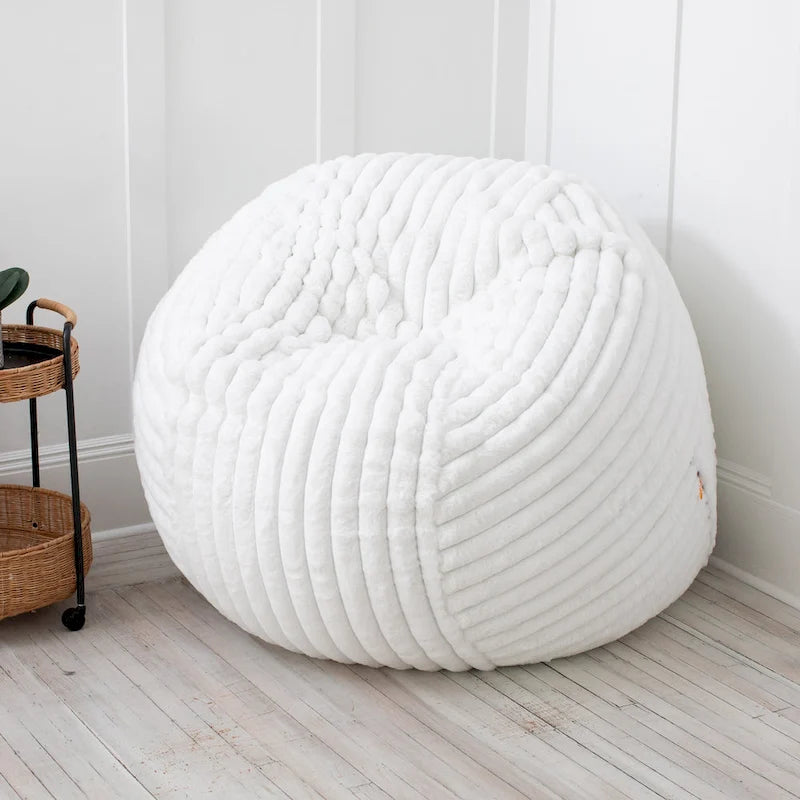 Faux Fur Large Bean Bag Chair with Removable Cover, 1–2 Adults