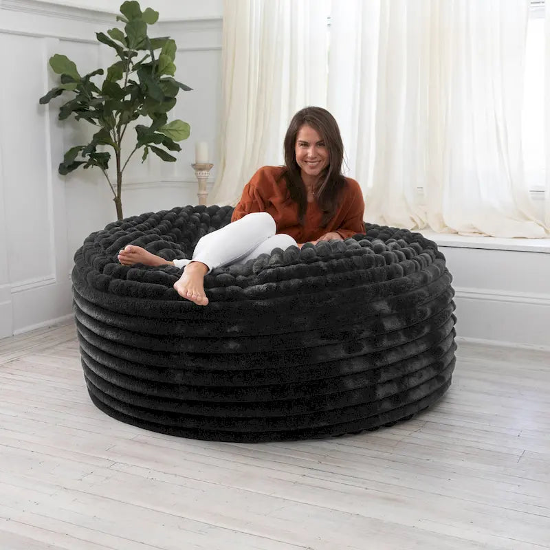Faux Fur Large Bean Bag Chair with Removable Cover, 1–2 Adults