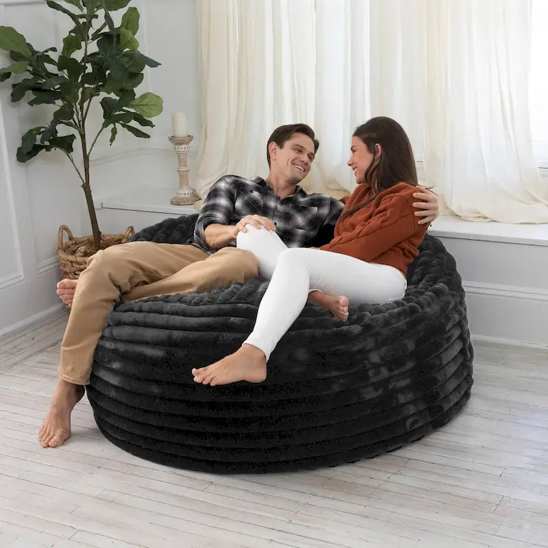 Faux Fur Large Bean Bag Chair with Removable Cover, 1–2 Adults