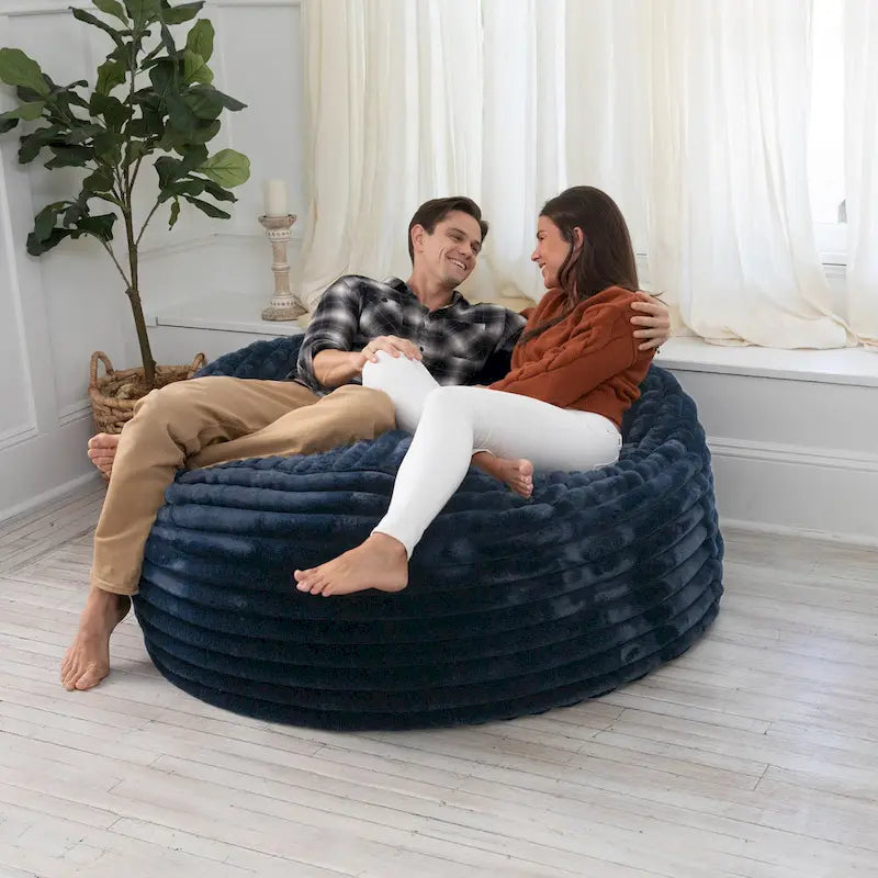 Faux Fur Large Bean Bag Chair with Removable Cover, 1–2 Adults