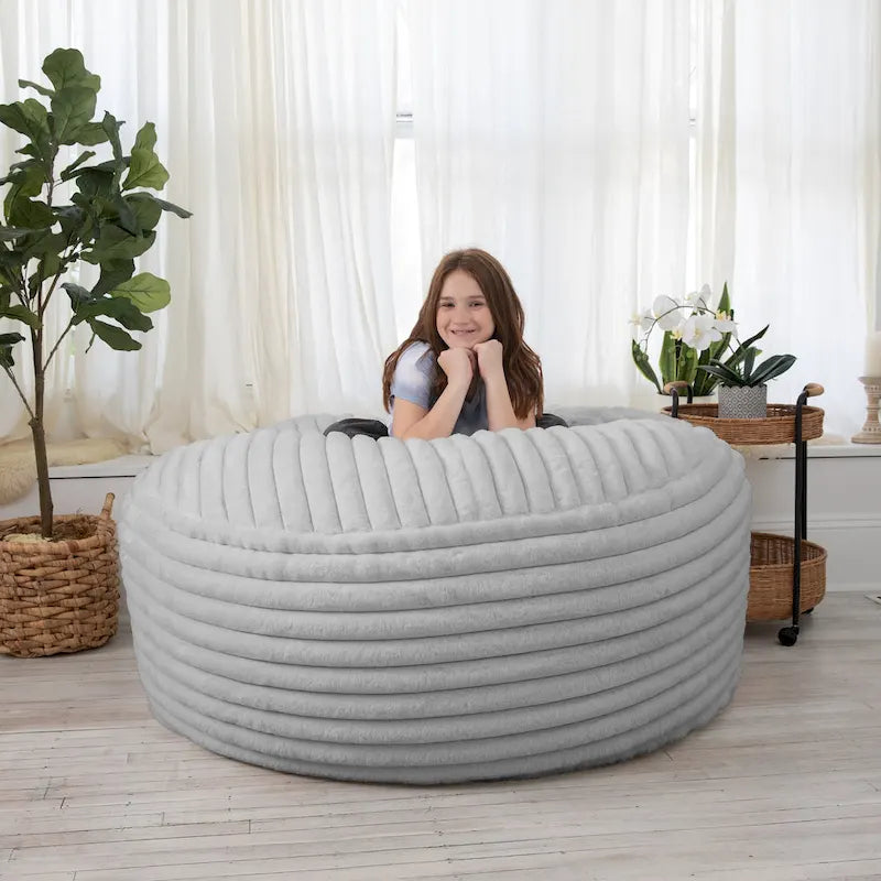 Faux Fur Large Bean Bag Chair with Removable Cover, 1–2 Adults
