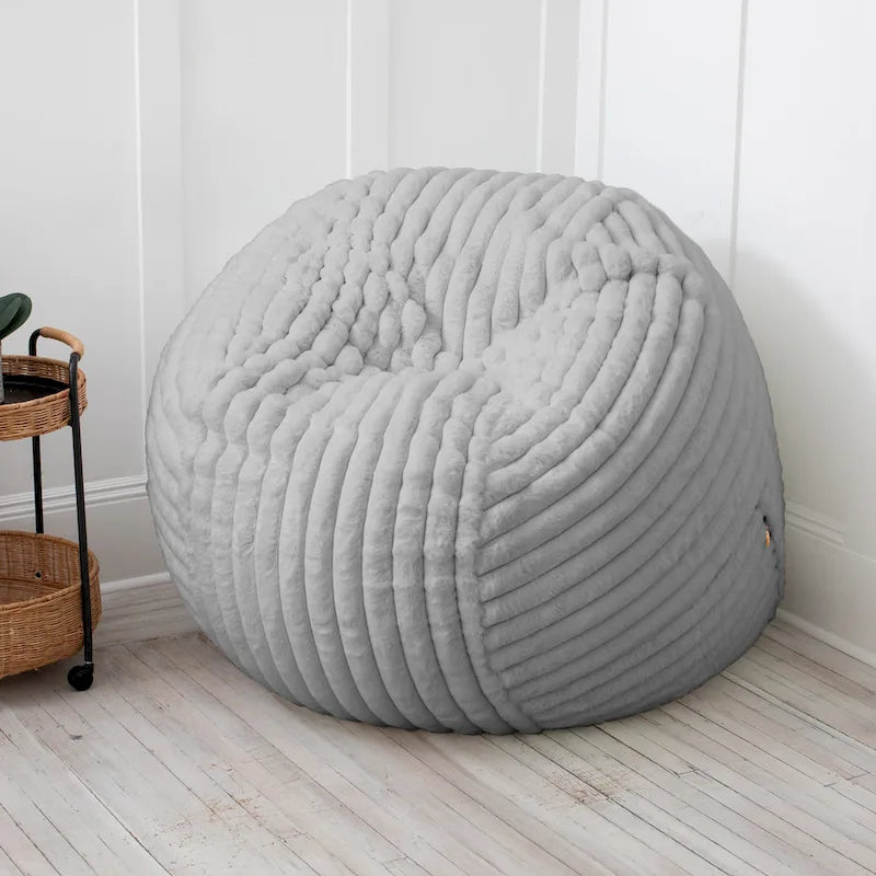 Faux Fur Large Bean Bag Chair with Removable Cover, 1–2 Adults