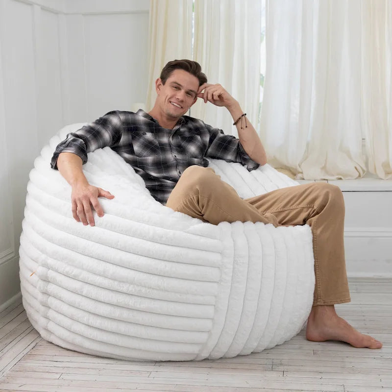 Faux Fur Large Bean Bag Chair with Removable Cover, 1–2 Adults