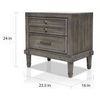 Hax Transitional Grey 2-Drawer Solid Wood Nightstand by Furniture of America