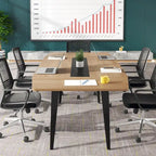 6FT Boat-Shaped Conference Table, Light Wood Grain / Grey / White, Seats 6–8