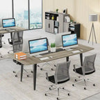 6FT Boat-Shaped Conference Table, Light Wood Grain / Grey / White, Seats 6–8