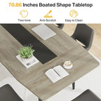 6FT Boat-Shaped Conference Table, Light Wood Grain / Grey / White, Seats 6–8