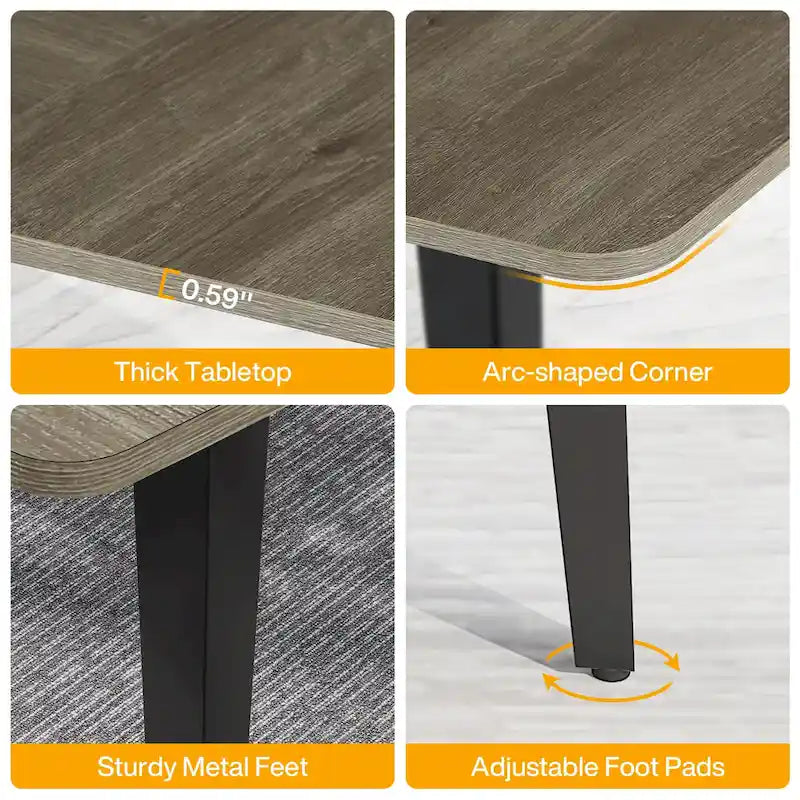 6FT Boat-Shaped Conference Table, Light Wood Grain / Grey / White, Seats 6–8