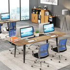 6FT Boat-Shaped Conference Table, Light Wood Grain / Grey / White, Seats 6–8