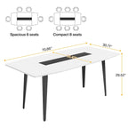 6FT Boat-Shaped Conference Table, Light Wood Grain / Grey / White, Seats 6–8