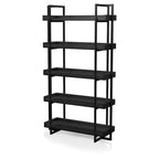 Étagère échelle 5 niveaux en métal noir et bois