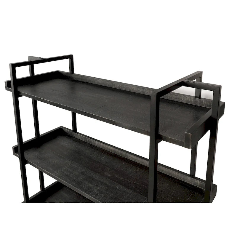 Étagère échelle 5 niveaux en métal noir et bois