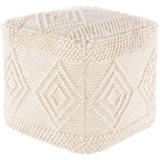 Hand-Woven Cube Pouf, Charcoal / White, Boho Style, Seats 1