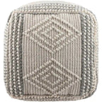 Hand-Woven Cube Pouf, Charcoal / White, Boho Style, Seats 1