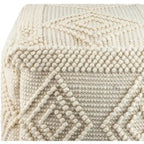 Hand-Woven Cube Pouf, Charcoal / White, Boho Style, Seats 1