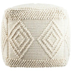Hand-Woven Cube Pouf, Charcoal / White, Boho Style, Seats 1