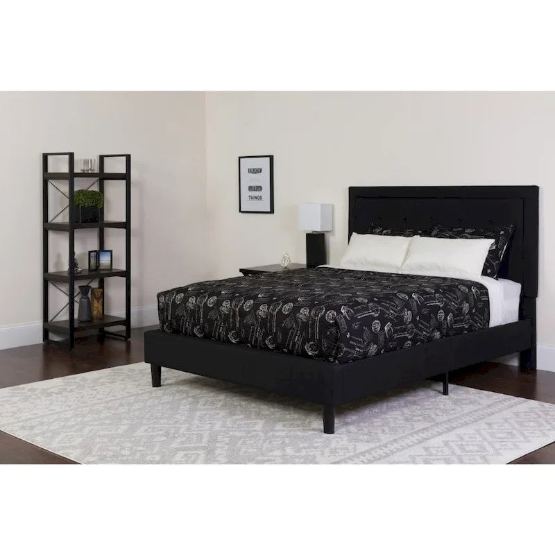 Button Tufted Platform Bed & Pocket Spring Mattress Set – Dark Gray / Beige / Light Gray / Black – Twin / Full / Queen / King – 1-2 Person