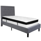 Button Tufted Platform Bed & Pocket Spring Mattress Set – Dark Gray / Beige / Light Gray / Black – Twin / Full / Queen / King – 1-2 Person