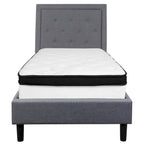 Button Tufted Platform Bed & Pocket Spring Mattress Set – Dark Gray / Beige / Light Gray / Black – Twin / Full / Queen / King – 1-2 Person