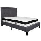 Button Tufted Platform Bed & Pocket Spring Mattress Set – Dark Gray / Beige / Light Gray / Black – Twin / Full / Queen / King – 1-2 Person