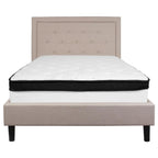 Button Tufted Platform Bed & Pocket Spring Mattress Set – Dark Gray / Beige / Light Gray / Black – Twin / Full / Queen / King – 1-2 Person