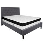 Button Tufted Platform Bed & Pocket Spring Mattress Set – Dark Gray / Beige / Light Gray / Black – Twin / Full / Queen / King – 1-2 Person