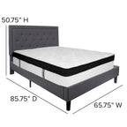Button Tufted Platform Bed & Pocket Spring Mattress Set – Dark Gray / Beige / Light Gray / Black – Twin / Full / Queen / King – 1-2 Person
