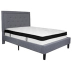 Button Tufted Platform Bed & Pocket Spring Mattress Set – Dark Gray / Beige / Light Gray / Black – Twin / Full / Queen / King – 1-2 Person