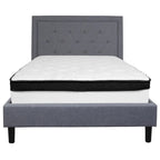 Button Tufted Platform Bed & Pocket Spring Mattress Set – Dark Gray / Beige / Light Gray / Black – Twin / Full / Queen / King – 1-2 Person