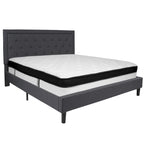 Button Tufted Platform Bed & Pocket Spring Mattress Set – Dark Gray / Beige / Light Gray / Black – Twin / Full / Queen / King – 1-2 Person