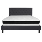 Button Tufted Platform Bed & Pocket Spring Mattress Set – Dark Gray / Beige / Light Gray / Black – Twin / Full / Queen / King – 1-2 Person