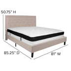 Button Tufted Platform Bed & Pocket Spring Mattress Set – Dark Gray / Beige / Light Gray / Black – Twin / Full / Queen / King – 1-2 Person