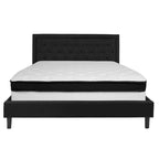 Button Tufted Platform Bed & Pocket Spring Mattress Set – Dark Gray / Beige / Light Gray / Black – Twin / Full / Queen / King – 1-2 Person