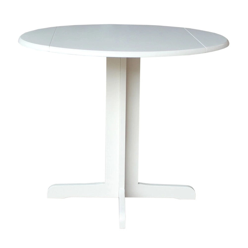 Brown / Linen White / Black / Espresso Drop Leaf Round Dining Table for 2